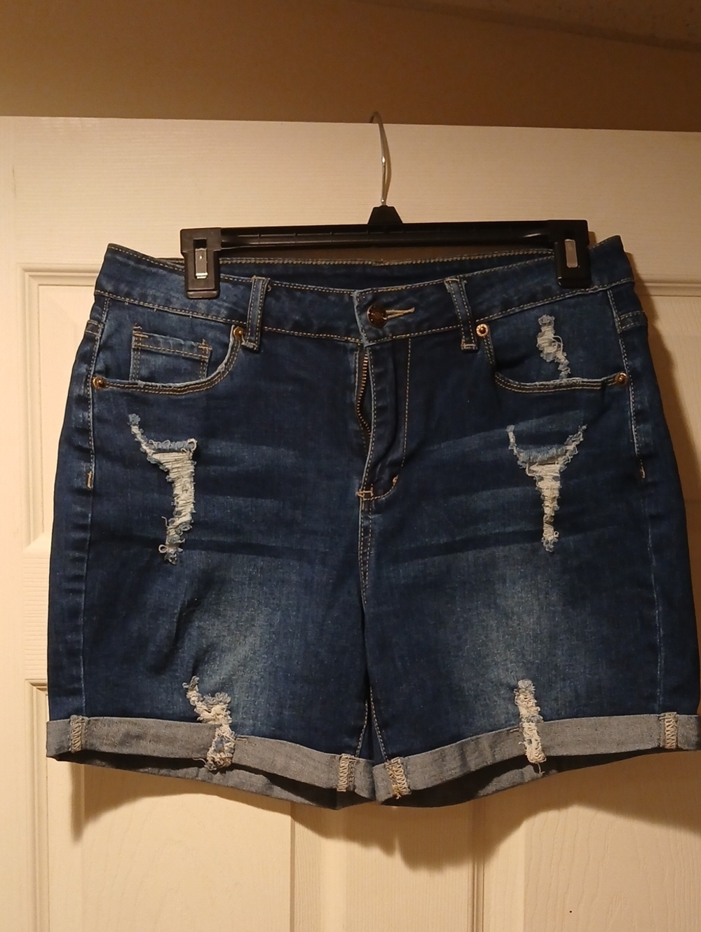 Utyful Dark Blue Distressed Denim Women's Shorts